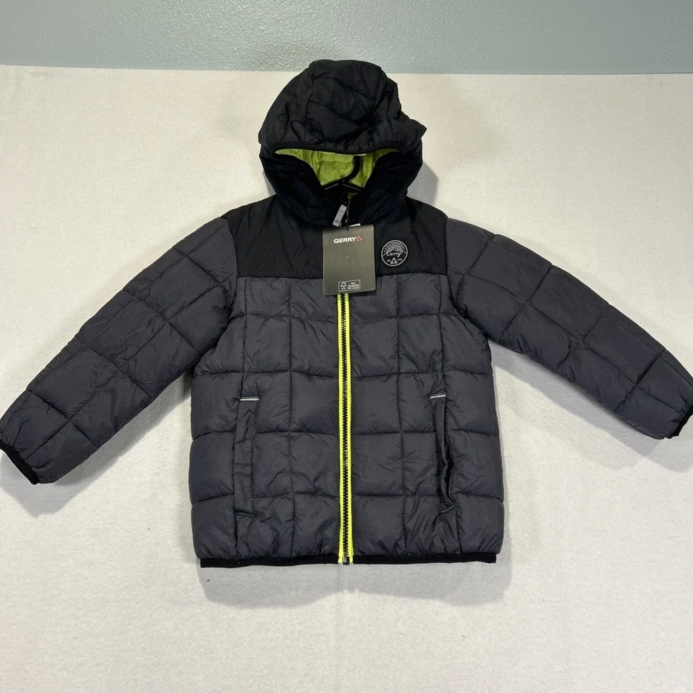 Gerry Boy's Torque Puffer Jacket Full Zip Lightweight Water Resistant Gray XS